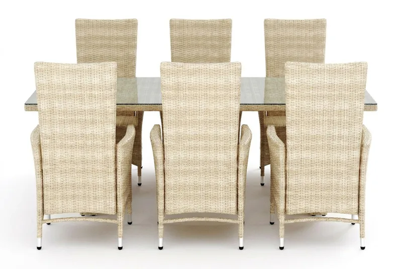 Majestic Matgrupp Utomhus 210 + 6 Jenny Ställbar Fåtölj Comfort Garden Beige - Utemöbler & utemiljö - Utegrupp - Matgrupp utomhus