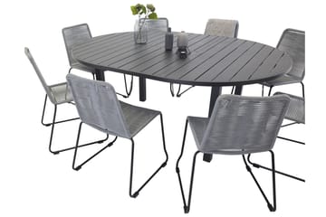 Marbella Matgrupp Utomhus 140 cm Rund med 8 Lindos Utestolar - Svart - Utemöbler & utemiljö - Utegrupp - Matgrupp utomhus