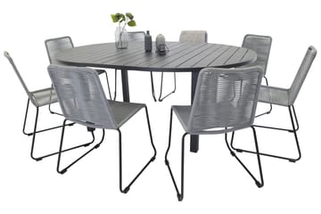 Marbella Matgrupp Utomhus 140 cm Rund med 8 Lindos Utestolar - Svart - Utemöbler & utemiljö - Utegrupp - Matgrupp utomhus