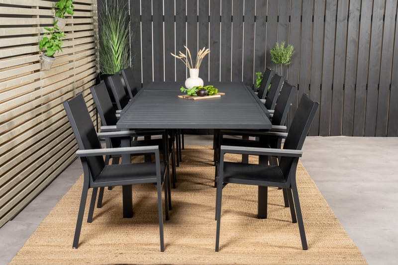 Marbella Matgrupp Utomhus 160-240 cm Rektangulär med 8 Parma Utestolar - Svart - Utemöbler & utemiljö - Utegrupp - Matgrupp utomhus