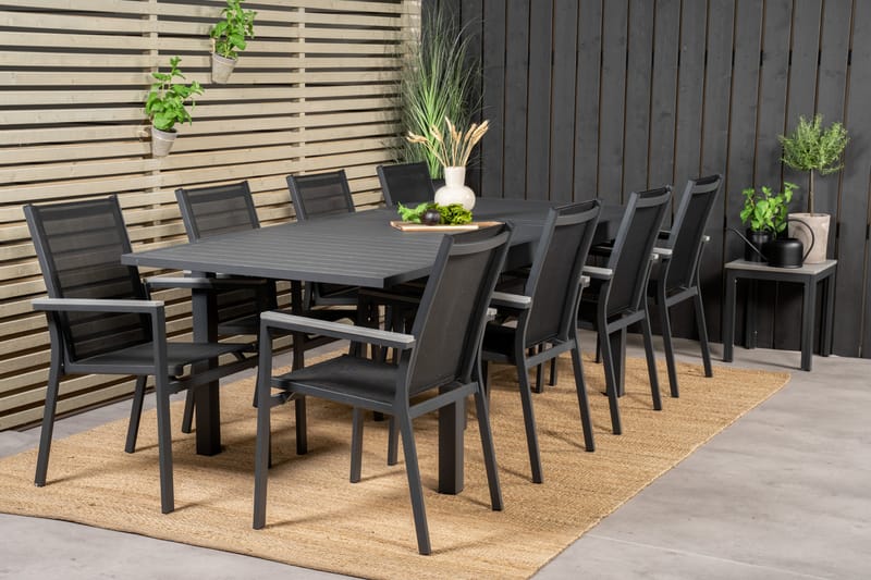 Marbella Matgrupp Utomhus 160-240 cm Rektangulär med 8 Parma Utestolar - Svart - Utemöbler & utemiljö - Utegrupp - Matgrupp utomhus
