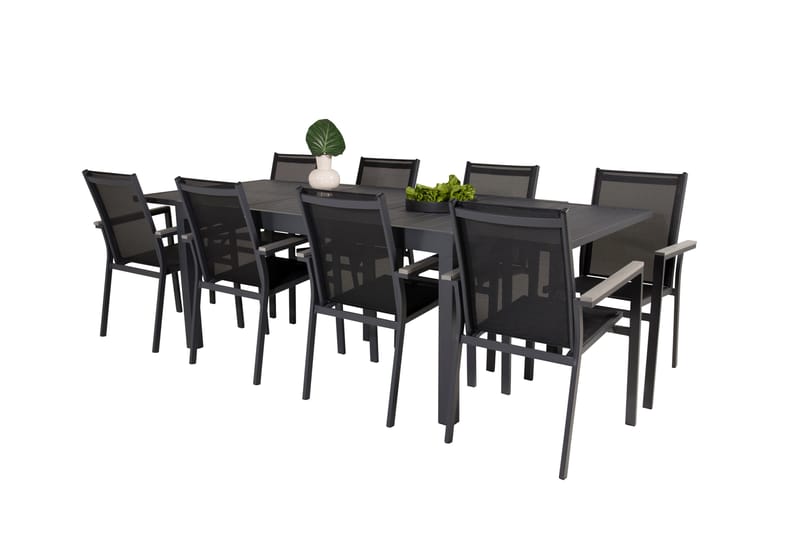 Marbella Matgrupp Utomhus 160-240 cm Rektangulär med 8 Parma Utestolar - Svart - Utemöbler & utemiljö - Utegrupp - Matgrupp utomhus