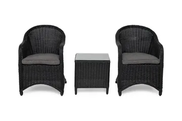 Marcus Caféset med 2 Light Fåtöljer m Dyna - Svart - Utemöbler & utemiljö - Utegrupp - Cafegrupp & cafeset