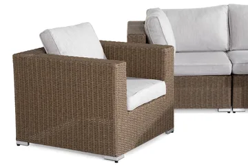 Marcus Loungegrupp utomhus - Soffgrupp till uteplats & balkong 5-sits - Loungeset konstrotting utemöbler - Brun / Vita dynor - Utemöbler & utemiljö - Loungemöbler - Loungeset & loungegrupp