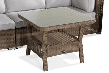 Marcus Loungegrupp utomhus - Soffgrupp till uteplats & balkong 5-sits - Loungeset konstrotting utemöbler - Brun / Vita dynor - Utemöbler & utemiljö - Loungemöbler - Loungeset & loungegrupp