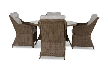 Marcus Matgrupp 140 Rund + 4 Fåtöljer m Dyna - Natur - Utemöbler & utemiljö - Utegrupp - Matgrupp utomhus