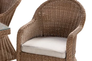 Marcus Matgrupp 140 Rund + 4 Light Fåtöljer m Dyna - Natur - Utemöbler & utemiljö - Utegrupp - Matgrupp utomhus