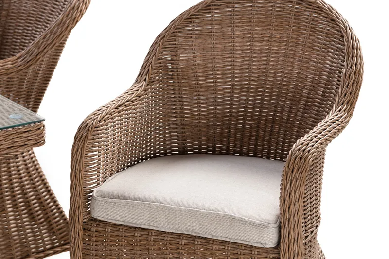 Marcus Matgrupp 140 Rund + 4 Light Fåtöljer m Dyna - Natur - Utemöbler & utemiljö - Utegrupp - Matgrupp utomhus