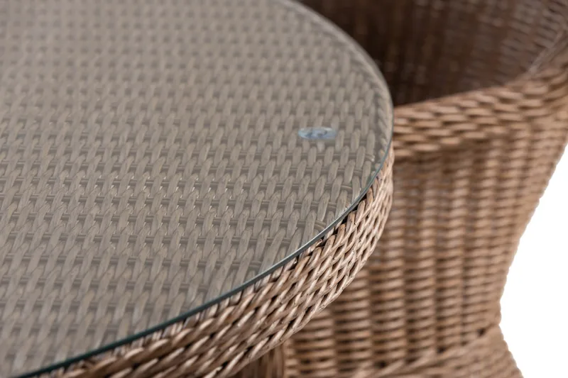 Marcus Matgrupp 140 Rund + 4 Light Fåtöljer m Dyna - Natur - Utemöbler & utemiljö - Utegrupp - Matgrupp utomhus