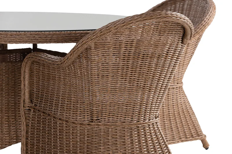 Marcus Matgrupp 140 Rund + 4 Light Fåtöljer m Dyna - Natur - Utemöbler & utemiljö - Utegrupp - Matgrupp utomhus