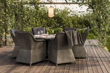 Marcus Matgrupp 140 Rund + 6 Fåtöljer m Dyna - Grå - Utemöbler & utemiljö - Utegrupp - Matgrupp utomhus