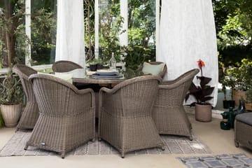 Marcus Matgrupp 140 Rund + 6 Light Fåtöljer m Dyna - Grå - Utemöbler & utemiljö - Utegrupp - Matgrupp utomhus