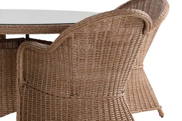 Marcus Matgrupp 140 Rund + 6 Light Fåtöljer m Dyna - Natur - Utemöbler & utemiljö - Utegrupp - Matgrupp utomhus