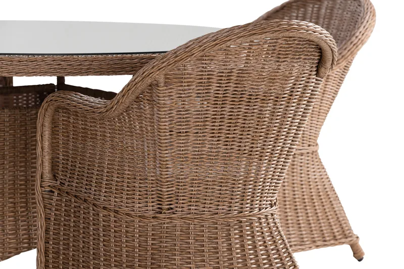 Marcus Matgrupp 140 Rund + 6 Light Fåtöljer m Dyna - Natur - Utemöbler & utemiljö - Utegrupp - Matgrupp utomhus