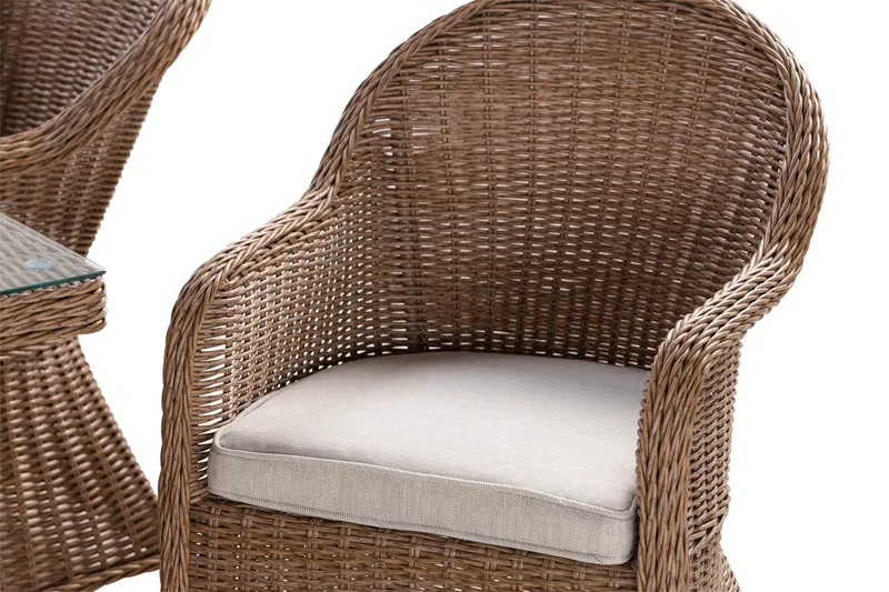 Marcus Matgrupp 140 Rund + 6 Light Fåtöljer m Dyna - Natur - Utemöbler & utemiljö - Utegrupp - Matgrupp utomhus