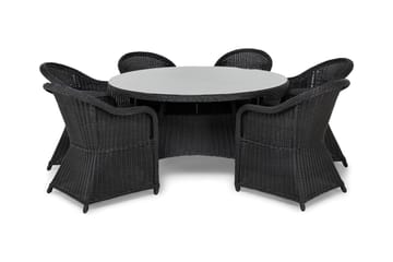 Marcus Matgrupp 140 Rund + 6 Light Fåtöljer m Dyna - Svart - Utemöbler & utemiljö - Utegrupp - Matgrupp utomhus