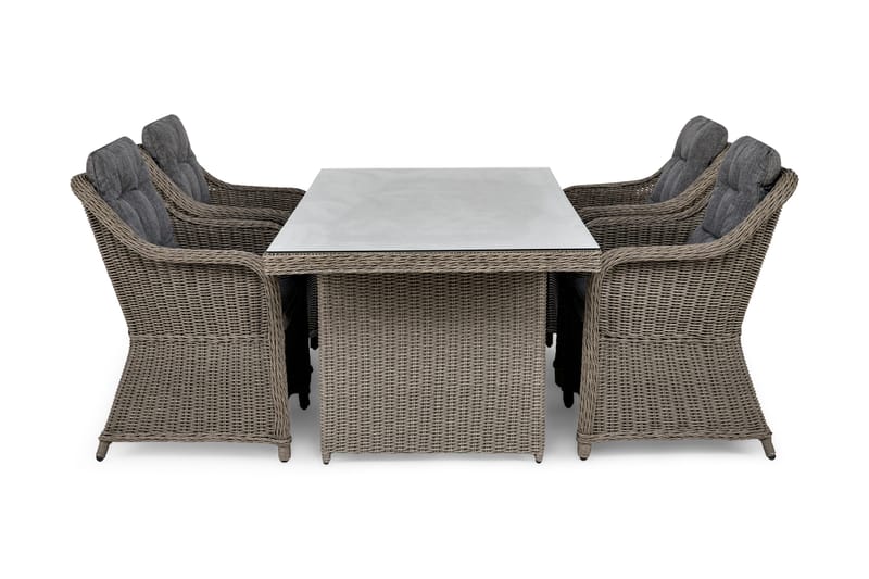 Marcus Matgrupp 200 + 4 Fåtöljer m Dyna, Grå