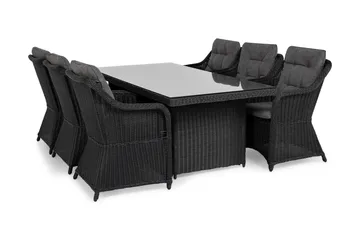 Marcus Matgrupp 200 + 6 Fåtöljer m Dyna - Svart - Utemöbler & utemiljö - Utegrupp - Matgrupp utomhus