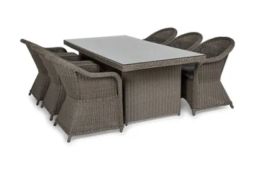 Marcus Matgrupp 200 + 6 Light Fåtöljer m Dyna - Grå - Utemöbler & utemiljö - Utegrupp - Matgrupp utomhus