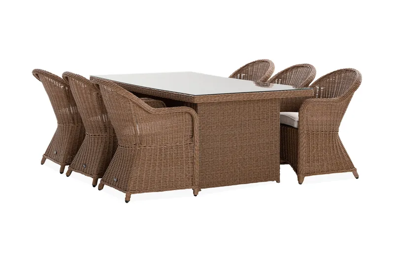 Marcus Matgrupp 200 + 6 Light Fåtöljer m Dyna - Natur - Utemöbler & utemiljö - Utegrupp - Matgrupp utomhus