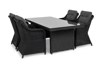 Marcus Matgrupp Utomhus 200 + 4 Fåtöljer m Dyna - Svart - Utemöbler & utemiljö - Utegrupp - Matgrupp utomhus