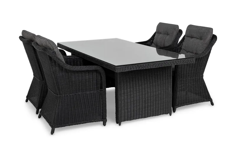 Marcus Matgrupp Utomhus 200 + 4 Fåtöljer m Dyna - Svart - Utemöbler & utemiljö - Utegrupp - Matgrupp utomhus