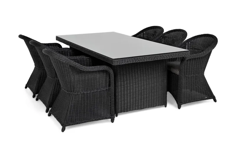 Marcus Matgrupp Utomhus 200 + 6 Light Fåtöljer m Dyna - Svart - Utemöbler & utemiljö - Utegrupp - Matgrupp utomhus