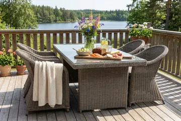 Marcus Matgrupp Utomhus 200 + 4 Light Fåtöljer m Dyna - Grå - Utemöbler & utemiljö - Utegrupp - Matgrupp utomhus