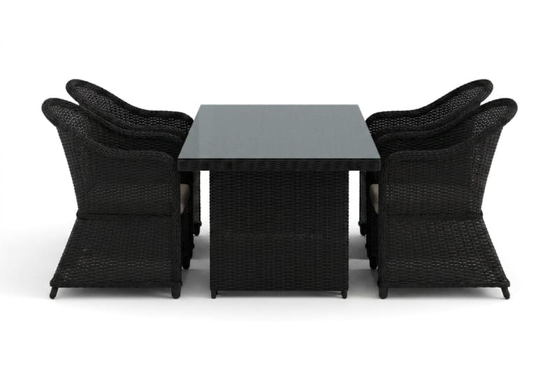 Marcus utomhus matgrupp 160x90 cm med 4 Marcus Light utefåtöljer - Svart - Utemöbler & utemiljö - Utegrupp - Matgrupp utomhus