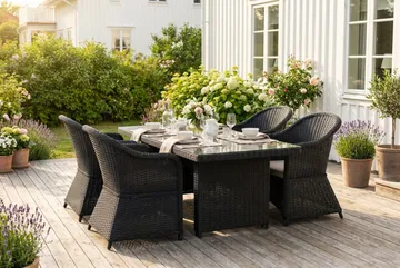 Marcus utomhus matgrupp 160x90 cm med 4 Marcus Light utefåtöljer - Svart - Utemöbler & utemiljö - Utegrupp - Matgrupp utomhus