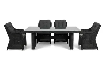 Marcus utomhus matgrupp 160x90 cm med 4 Marcus utefåtöljer - Svart - Utemöbler & utemiljö - Utegrupp - Matgrupp utomhus