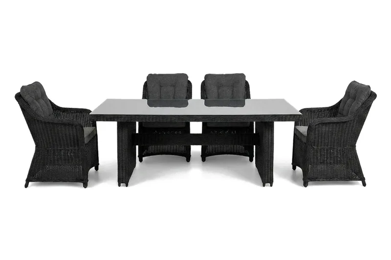 Marcus utomhus matgrupp 160x90 cm med 4 Marcus utefåtöljer - Svart - Utemöbler & utemiljö - Utegrupp - Matgrupp utomhus
