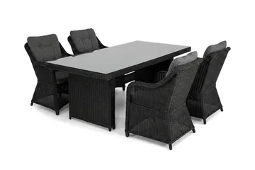 Marcus utomhus matgrupp 160x90 cm med 4 Marcus utefåtöljer - Svart - Utemöbler & utemiljö - Utegrupp - Matgrupp utomhus