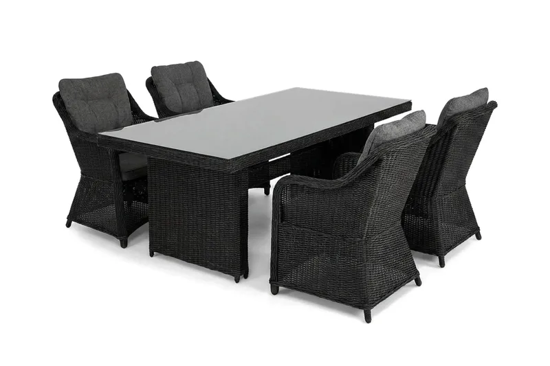 Marcus utomhus matgrupp 160x90 cm med 4 Marcus utefåtöljer - Svart - Utemöbler & utemiljö - Utegrupp - Matgrupp utomhus
