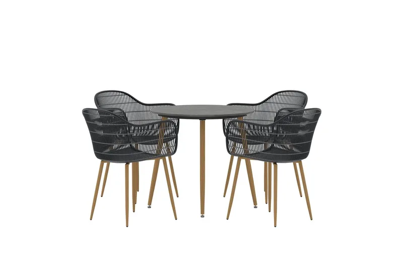 Matgrupp Anafi 80 cm med 4 Stolar Utomhus - Svart - Utemöbler & utemiljö - Utegrupp - Matgrupp utomhus