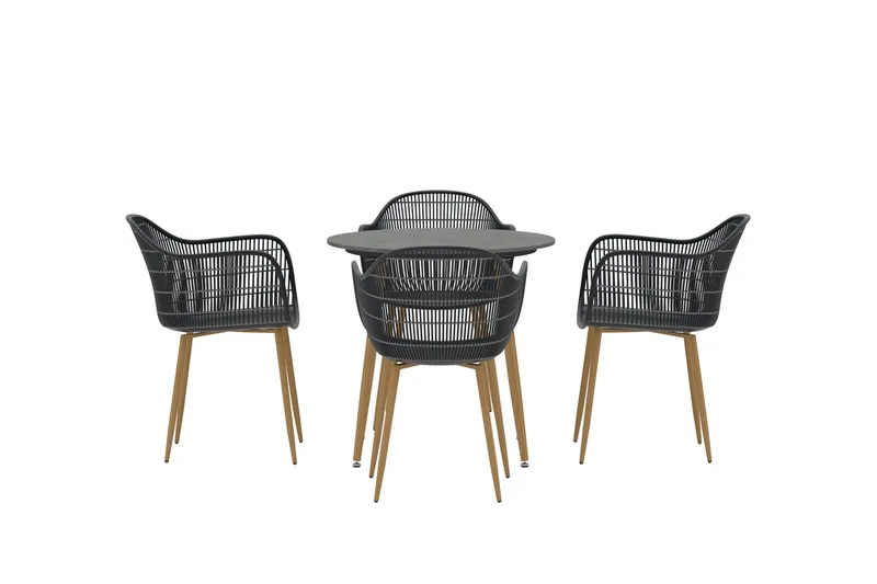 Matgrupp Anafi 80 cm med 4 Stolar Utomhus - Svart - Utemöbler & utemiljö - Utegrupp - Matgrupp utomhus