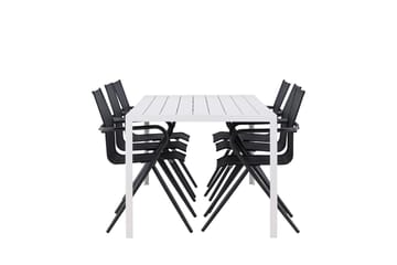 Break Matgrupp Utomhus 205 cm + 6 st Alling Matstolar Svart/Vit - Utemöbler & utemiljö - Utegrupp - Matgrupp utomhus