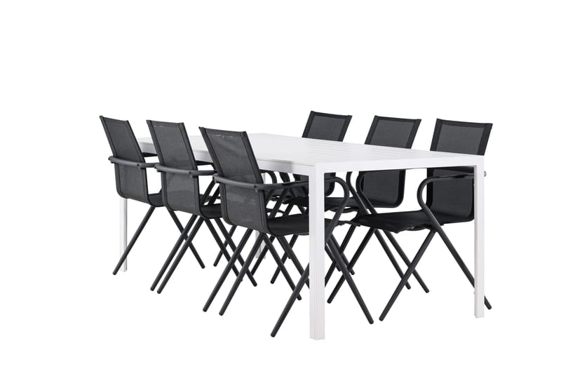 Break Matgrupp Utomhus 205 cm + 6 st Alling Matstolar Svart/Vit - Utemöbler & utemiljö - Utegrupp - Matgrupp utomhus