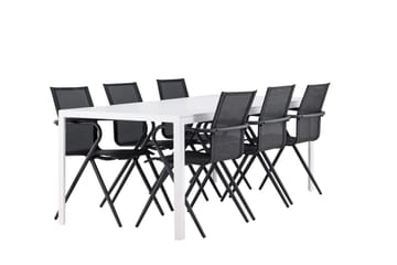 Break Matgrupp Utomhus 205 cm + 6 st Alling Matstolar Svart/Vit - Utemöbler & utemiljö - Utegrupp - Matgrupp utomhus
