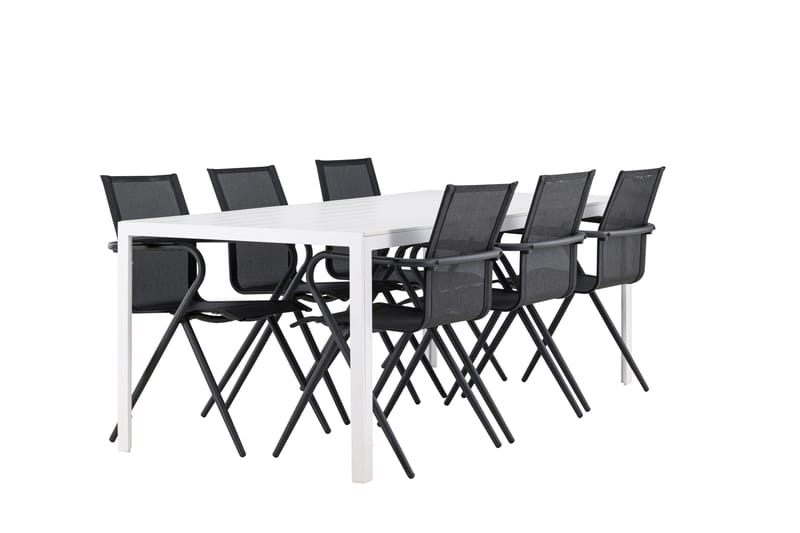 Break Matgrupp Utomhus 205 cm + 6 st Alling Matstolar Svart/Vit - Utemöbler & utemiljö - Utegrupp - Matgrupp utomhus