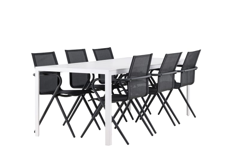 Break Matgrupp Utomhus 205 cm + 6 st Alling Matstolar Svart/Vit - Utemöbler & utemiljö - Utegrupp - Matgrupp utomhus