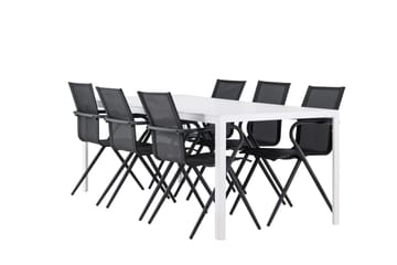 Break Matgrupp Utomhus 205 cm + 6 st Alling Matstolar Svart/Vit - Utemöbler & utemiljö - Utegrupp - Matgrupp utomhus