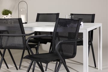 Break Matgrupp Utomhus 205 cm + 6 st Alling Matstolar Svart/Vit - Utemöbler & utemiljö - Utegrupp - Matgrupp utomhus