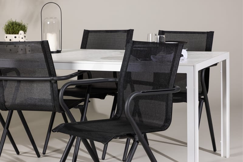 Break Matgrupp Utomhus 205 cm + 6 st Alling Matstolar Svart/Vit - Utemöbler & utemiljö - Utegrupp - Matgrupp utomhus