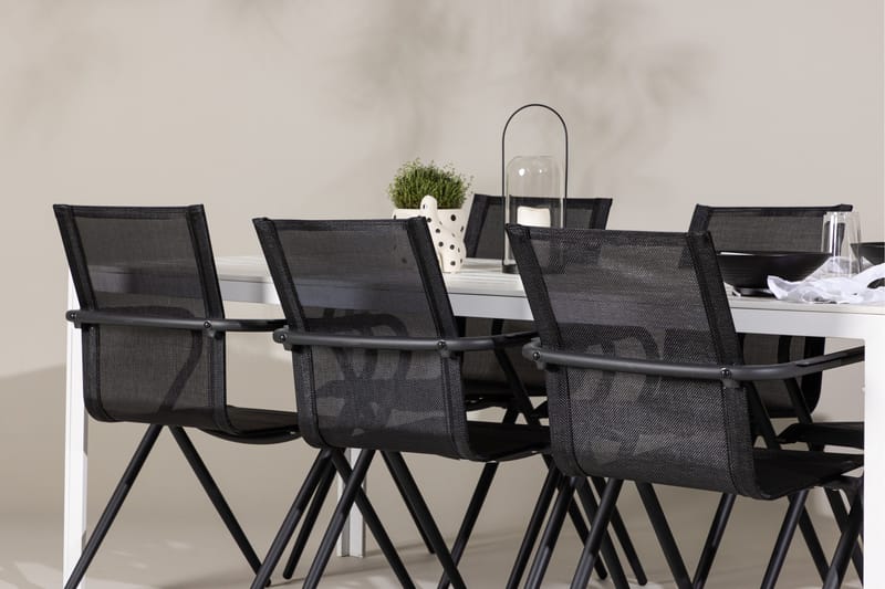 Break Matgrupp Utomhus 205 cm + 6 st Alling Matstolar Svart/Vit - Utemöbler & utemiljö - Utegrupp - Matgrupp utomhus