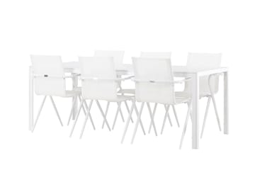 Matgrupp Utomhus Break 205 cm + 6 st Alling Matstolar Vit - Utemöbler & utemiljö - Utegrupp - Matgrupp utomhus