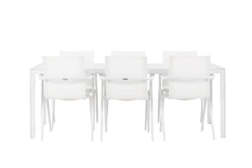 Matgrupp Utomhus Break 205 cm + 6 st Alling Matstolar Vit - Utemöbler & utemiljö - Utegrupp - Matgrupp utomhus