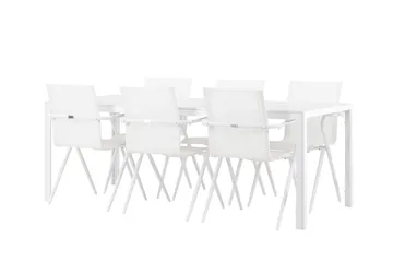 Break Matgrupp 205 cm + 6 st Alling Matstolar Vit - Utemöbler & utemiljö - Utegrupp - Matgrupp utomhus