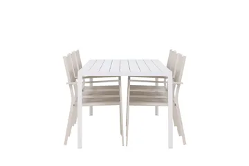 Break Matgrupp Utomhus 205 cm + 6 st Copacabana Matstolar Beige/Vit - Utemöbler & utemiljö - Utegrupp - Matgrupp utomhus