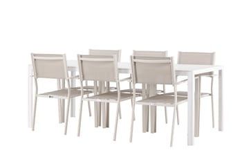 Break Matgrupp Utomhus 205 cm + 6 st Copacabana Matstolar Beige/Vit - Utemöbler & utemiljö - Utegrupp - Matgrupp utomhus